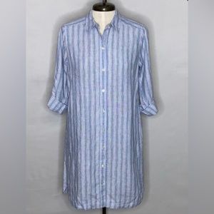 J. Jill Love Linen 100% Linen Women’s Long Sleeve Striped Shirt Dress Sz Medium
